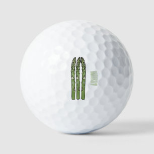Asparagus cartoon illustration  golf balls