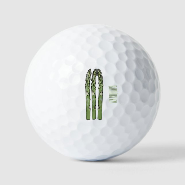Asparagus cartoon illustration  golf balls (Front)