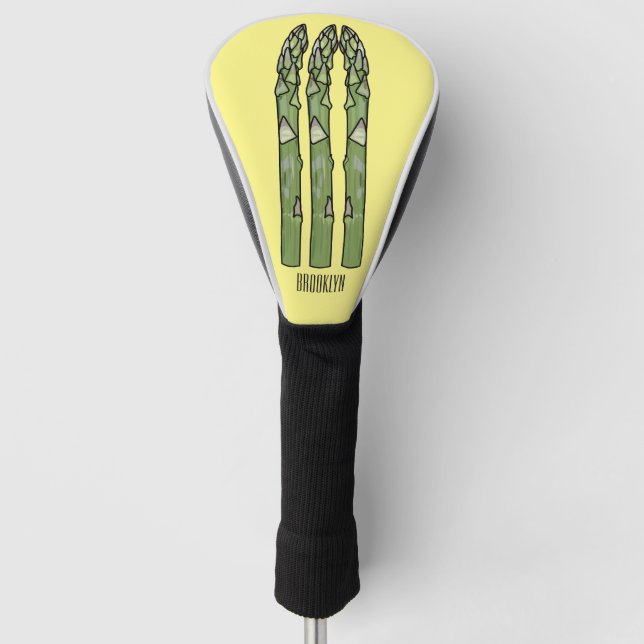 Asparagus cartoon illustration  golf head cover (Front)