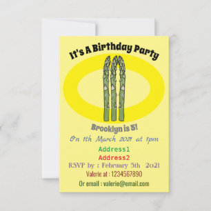 Asparagus cartoon illustration invitation