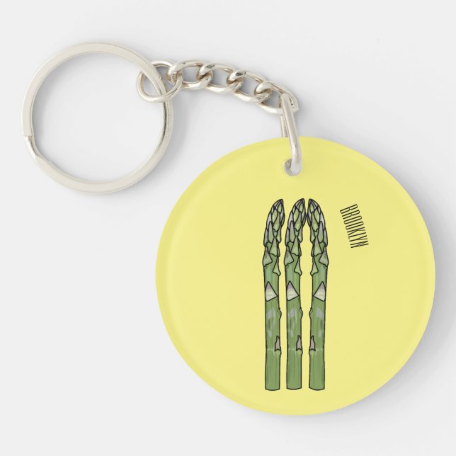 Asparagus cartoon illustration  keychain (Front)