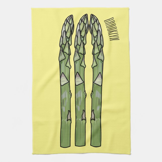 Asparagus cartoon illustration  kitchen towel (Vertical)
