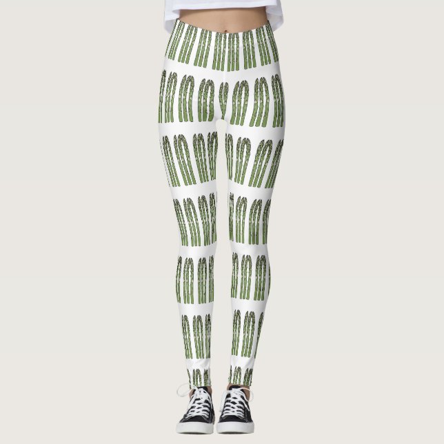 Asparagus cartoon illustration  leggings (Front)