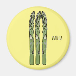 Asparagus cartoon illustration magnet