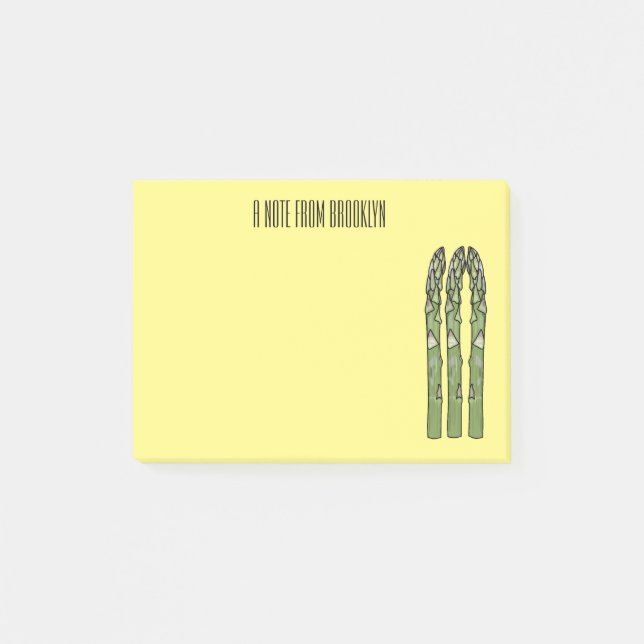 Asparagus cartoon illustration  post-it notes (Front)