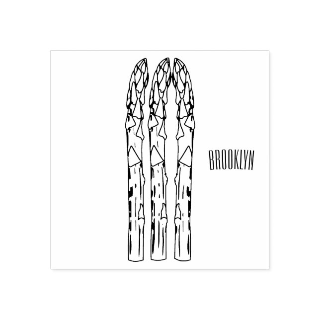 Asparagus cartoon illustration rubber stamp (Imprint)