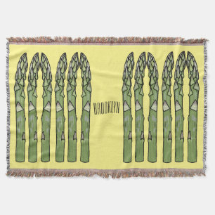 Asparagus cartoon illustration throw blanket