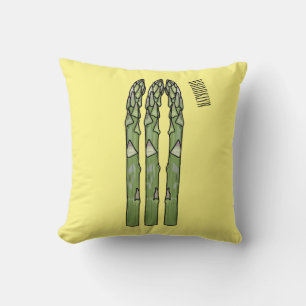 Asparagus cartoon illustration throw pillow