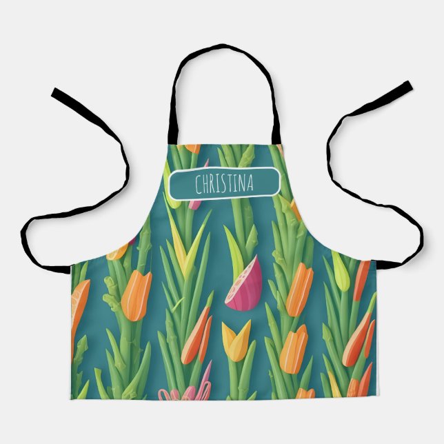 Asparagus Geometric Colourful Personalized Pattern Apron (Front)