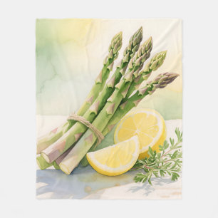 Asparagus Lemon Watercolor Fleece Blanket