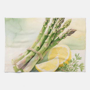 Asparagus Lemon Watercolor Kitchen Towel
