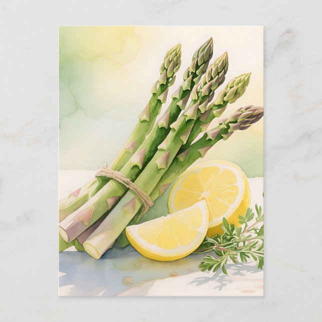 Asparagus Lemon Watercolor Postcard (Front)