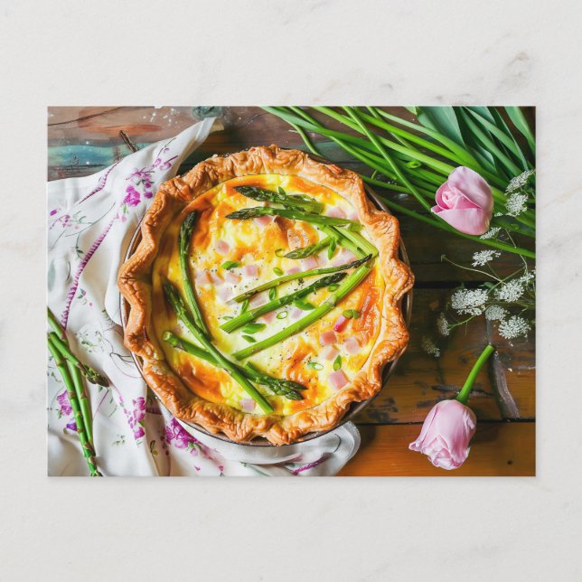 Asparagus Quiche with Cheese and Herbs Holiday Postcard (Front)
