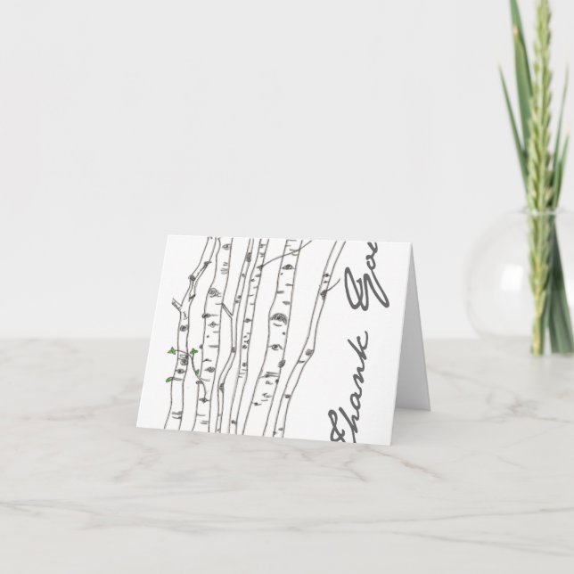 Aspen Birch Gray Thank You Card (Front)