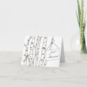 Aspen Birch Tree Just Married Thank You Note Card