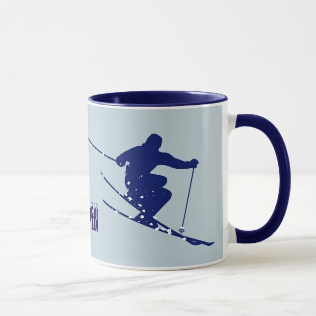 Aspen Blue Skier Mug (Right)