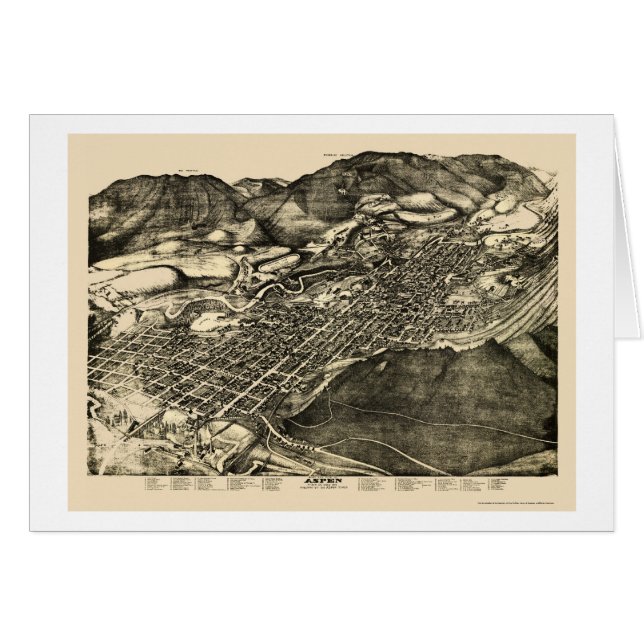 Aspen, carte panoramique de Co - 1893 (Devant horizontal)