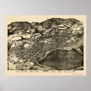 Aspen, CO Panoramic Map - 1893 Poster