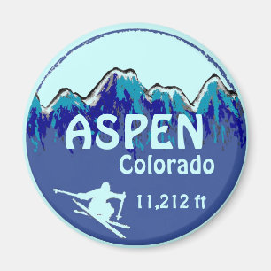 Aspen Colorado aimant d'art de ski bleu