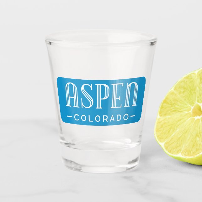 Aspen Colorado Art Deco Typography Shot Glass (Front)