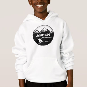 Aspen Colorado boys snowboard art hoodie