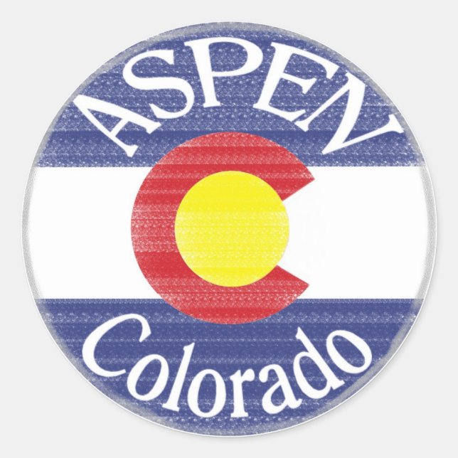 Aspen Colorado circle flag stickers (Front)