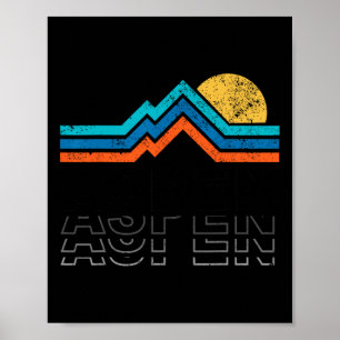 Aspen Colorado Co Mountain Skiing Vintage 80s Aspe Poster