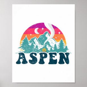 Aspen Colorado Co Mountain Skiing Vintage 80s Aspe Poster