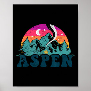 Aspen Colorado Co Mountain Skiing Vintage 80s Aspe Poster