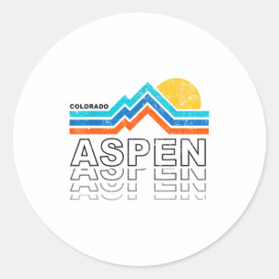 Aspen colorado co mountain skiing vintage 80s classic round sticker