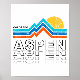 Aspen colorado co mountain skiing vintage 80s poster