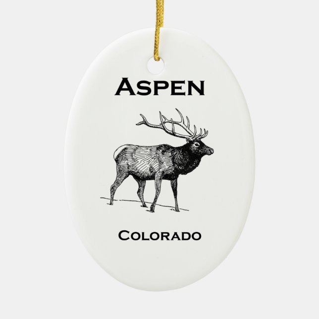 Aspen Colorado Elk Ceramic Ornament (Front)