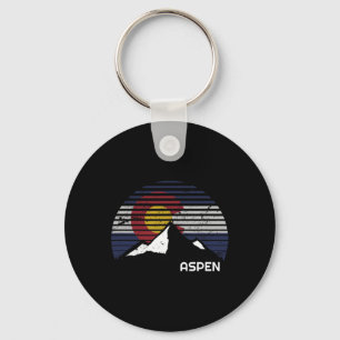 Aspen Colorado Flag - Co Bluebird Day Mountain Keychain