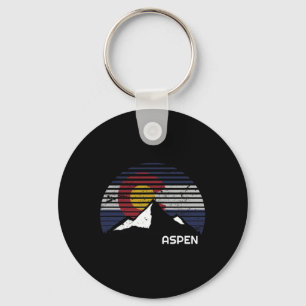 Aspen Colorado Flag - Co Bluebird Day Mountain Keychain