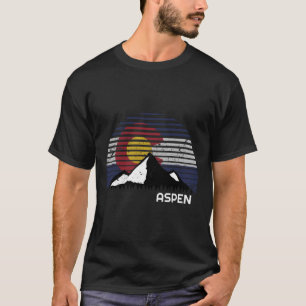 Aspen Colorado Flag - Co Bluebird Day Mountain  T-Shirt