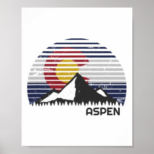 Aspen Colorado Flag - Co Mountain  Poster
