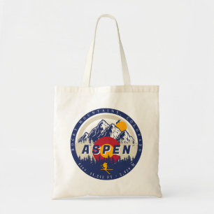 Aspen Colorado Flag Ski Mountain Sunset Souvenirs Tote Bag