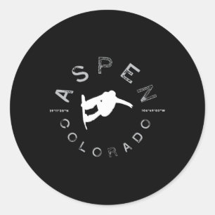 Aspen Colorado Graphic Vintage Snowboard Classic Round Sticker