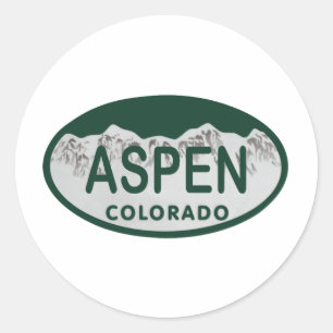 Aspen Colorado license plate Classic Round Sticker