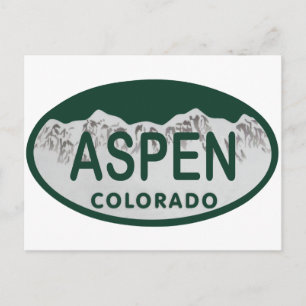 Aspen Colorado license plate Postcard