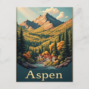 Aspen Colorado Mountain Town Alpine Scenery Postcard