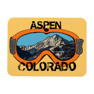 Aspen Colorado orange snow goggles magnet