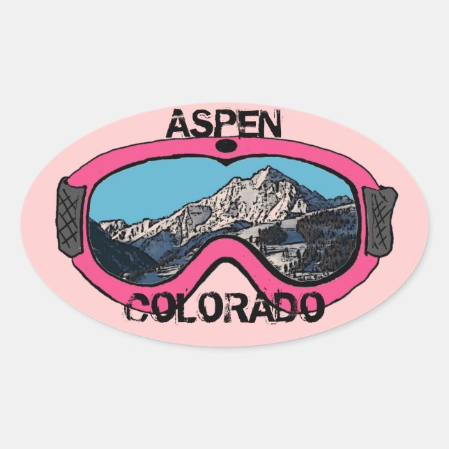 Aspen Colorado pink snow goggles stickers (Front)