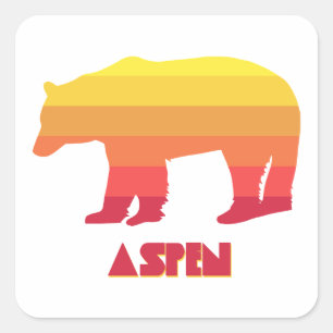 Aspen Colorado Rainbow Bear Square Sticker