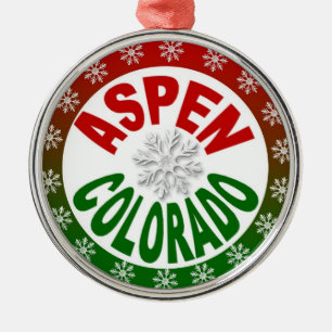 Aspen Colorado red green snowflake ornament