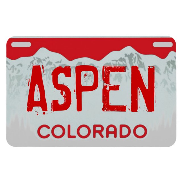 Aspen Colorado red license plate magnet (Horizontal)