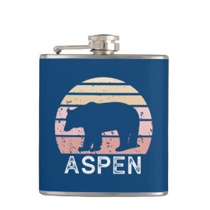 Aspen Colorado Retro Bear Hip Flask