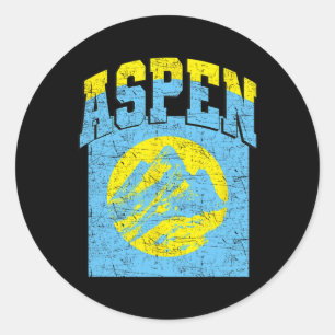 Aspen Colorado Retro Mountain Vintage Skiing Hikin Classic Round Sticker