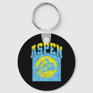 Aspen Colorado Retro Mountain Vintage Skiing Hikin Keychain