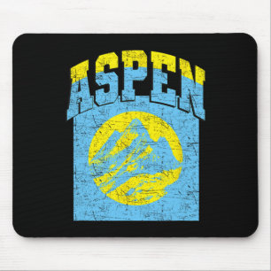 Aspen Colorado Retro Mountain Vintage Skiing Hikin Mouse Pad